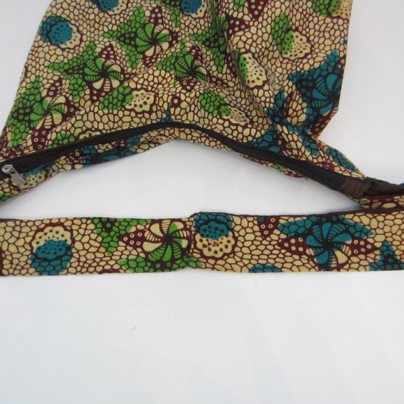 Unbranded Homemade Shoulder/Crossbody Cloth Hobo Purse Brown Floral Zip Close - Picture 5 of 5